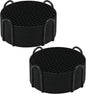 Silicone Coaster Set of 16 with Holder - Anti-Slip, Non-Stick, Anti-Overflow Tabletop Protection and Decor (Black, 16 Pcs)