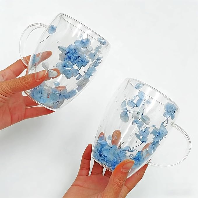 Viovian 13oz Double Wall Glass Coffee Mugs Set of 2 Insulated Glass Coffee Cups - Image 4