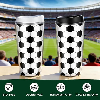 Lily‘s Home Soccer Tumbler 16 oz Set of 2, Double Wall Plastic Cups - Image 3