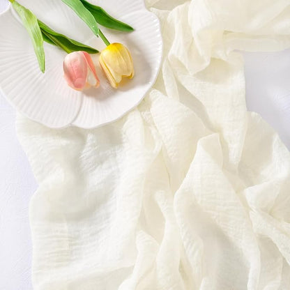 Cheesecloth Table Runner Summer Boho Wedding Shower Party Home Decor | Ivory - Image 3