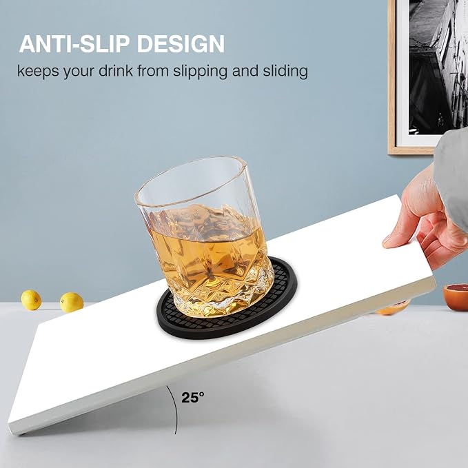 3 Pack Silicone Coasters for Drinks, Thickened Black Coaster - Image 4