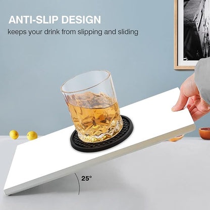 3 Pack Silicone Coasters for Drinks, Thickened Black Coaster - Image 4