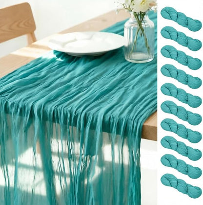 Teal Cheesecloth Table Runner 120 Inches 10 Pack Gauze Table Runner | Summer by LINXTAR