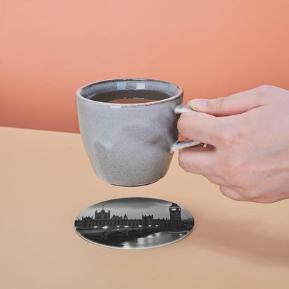 6Pcs PU Leather Coaster for Drinks, London Cup Coasters - Image 5