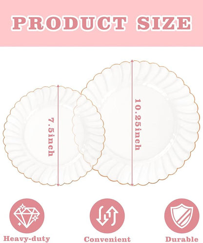 YOUBET 100PCS Rose Gold Plastic Plates - Image 2