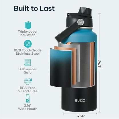 BUZIO Insulated Stainless Steel Water Bottle 32 oz - Image 3