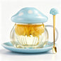 Mushroom Tea Cup Set, Cute Glass Tea Cups and Saucers, Kawaii Teacup by Unknown