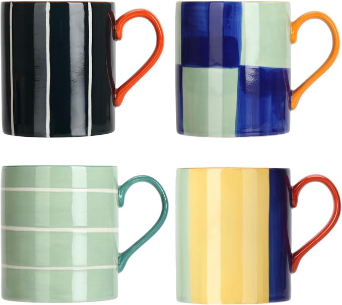 Koja Colorful Hand Painted Ceramic Mugs, 16 oz, Dishwasher Safe | Also by Koja