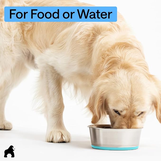 GORILLA GRIP Dog Bowl, Holds 2 Cups, Food Grade 304 Stainless Steel Food and - Image 8