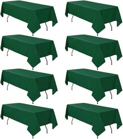 8 Pack Hunter Green Table Cloth 60 x 102 Inch Rectangular Dark Green Tablecloth for 6 Foot Rectangle Tables, Wrinkle Resistant Washable Rectangle Fabric Table Covers for Wedding Party Banquet Buffet