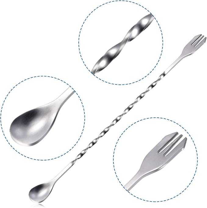 Boao 8 Pcs 10 Inch Long Bar Spoon Cocktail Spoon Stirring Mixing Stainless - Image 3