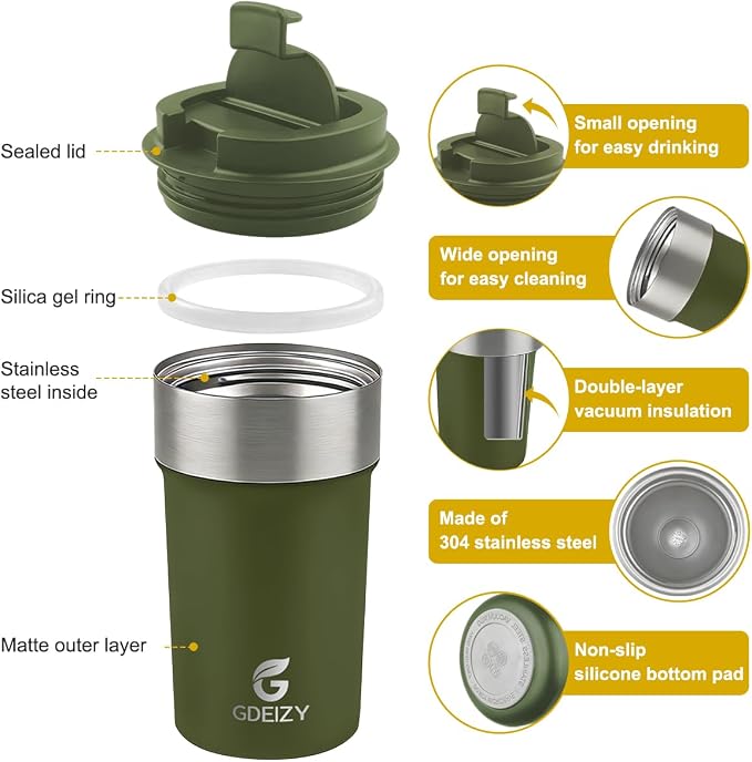 17oz Insulated Travel Coffee Mug, Stainless Steel Cup - Image 4