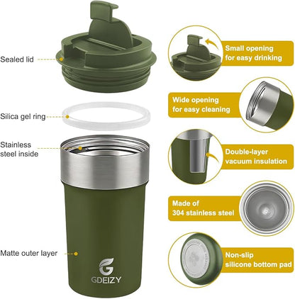 17oz Insulated Travel Coffee Mug, Stainless Steel Cup - Image 4