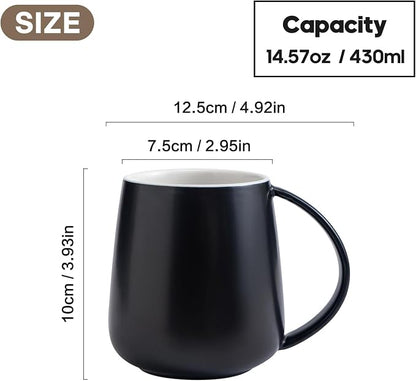 Eyoriza 15Oz Matte Ceramic Coffee Mug, Big Handle, Microwave and Dishwasher Safe - Image 2