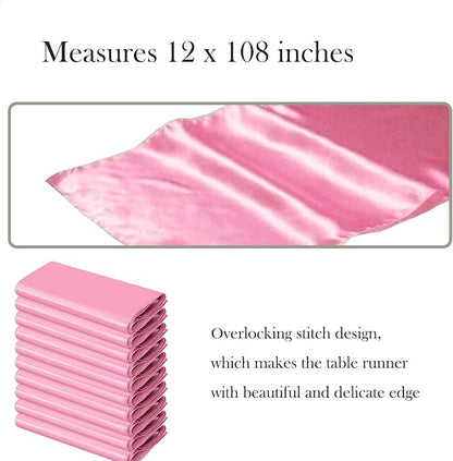10 Pack Pink Satin Table Runners 12 x 108 Inches - Image 3