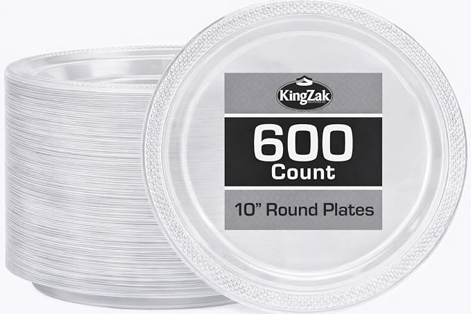 Hanna K. Signature Clear Plastic Plates 10 Inch 600 Count – Heavy Duty by HannaKSignature