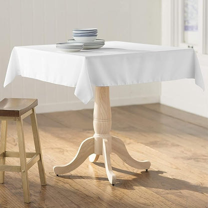 LA Linen Polyester Poplin Washable Square Tablecloth, Stain and Wrinkle Resistant Table Cover 58x58, Fabric Table Cloth for Dinning, Kitchen, Party, Holiday 58 by 58-Inch, White