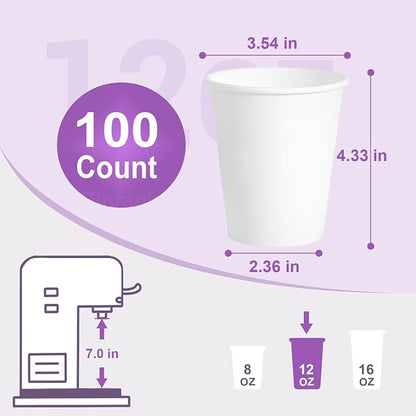 12 oz 100 Pack Bulk Disposable Coffee Cups, Coffee Cups - Image 3