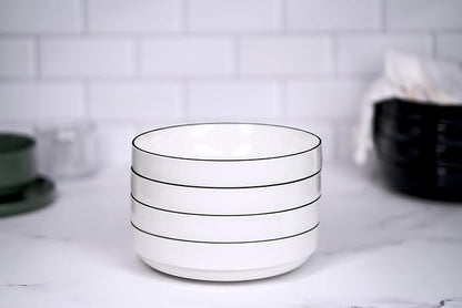 KooK Ceramic Large Pasta Bowls, Microwave and Dishwasher Safe, Shallow Serving - Image 2
