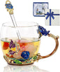 Flower Tea Cup, Butterfly Rose Clear Glass Fancy Coffee Mug by Unknown