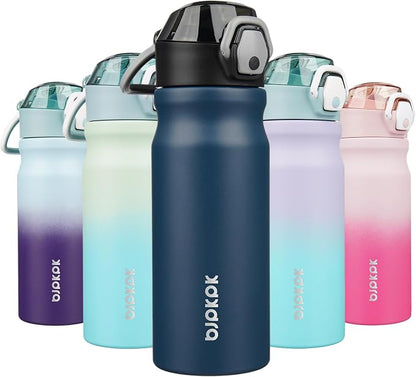 BJPKPK 18 oz Water Bottle with Straw & Handle, Insulated Stainless Flask | Leak by BJPKPK