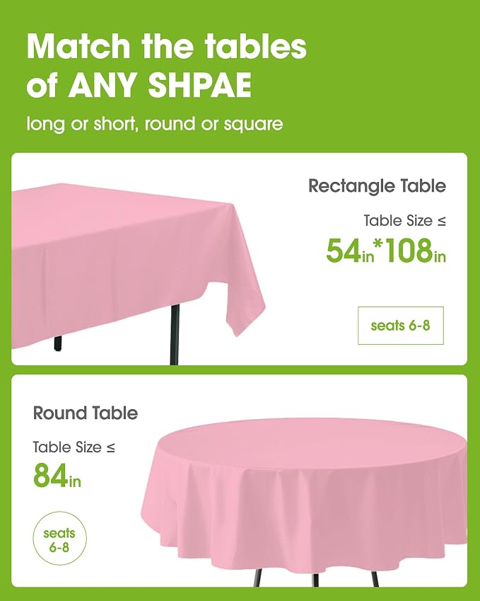Pureegg Plastic Table Cloth Disposable 12 Pack, Easter Party, Valentines - Image 2