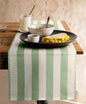 Folkulture Fall Table Runner 108 inches Long | White & Green Striped | Table by FOLKULTURE