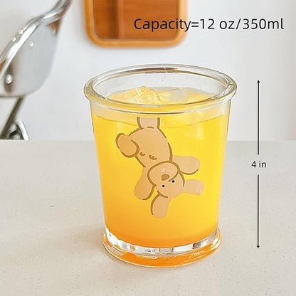 2 Pack 12 OZ Cute Dog Glass Cup Bear Drinking Glasses | Thick Sturdy - Image 5