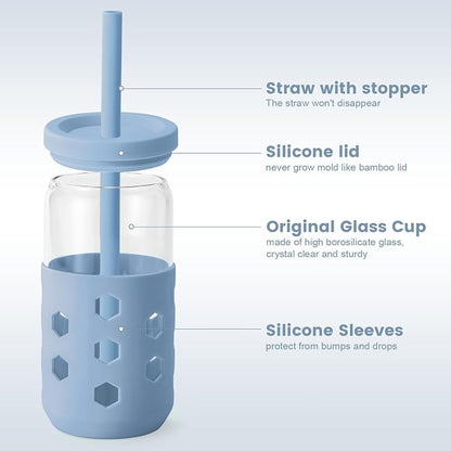 Mrsdry 16 oz Glass Cups with Lids and Straws - Image 2