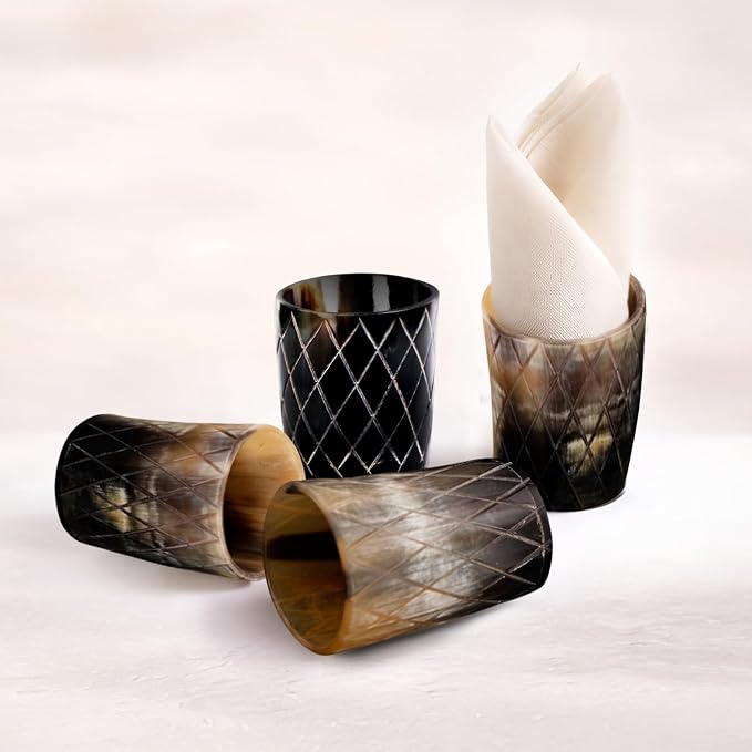 Handicrafts Home Viking Horn Shot Glasses Set of 4, Handmade Natural Ox Horn - Image 4