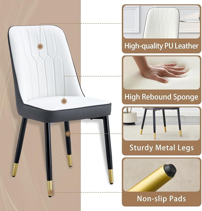 6 Chair Dining Table Set,6 Person Dining Table Set, Sintered Stone Kitchen Table Top and Modern Chairs Set of 6 for Kitchen Dining Room