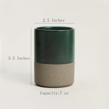 Gaolinci 2 Pcs Vintage Stoneware Style Ceramic Mouthwash Cups, Bathroom - Image 2