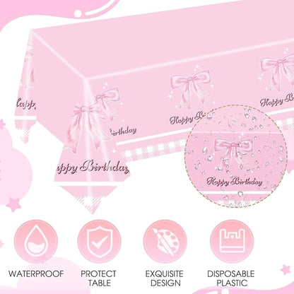 Pink Bow Party Decorations, Coquette Birthday Decorations Pink Bow Napinks - Image 5
