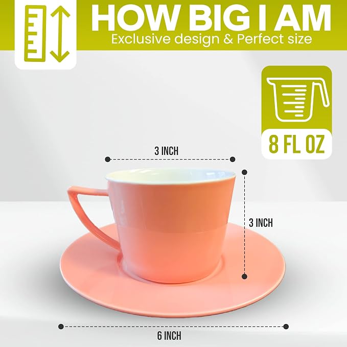 8 oz Cappuccino Cup Set with Saucers, Espresso Coffee Cups, Latte Macchiato – - Image 5