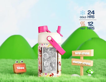 POWCAN 2 Pack 12 oz Kids Insulated Water Bottle - Image 3