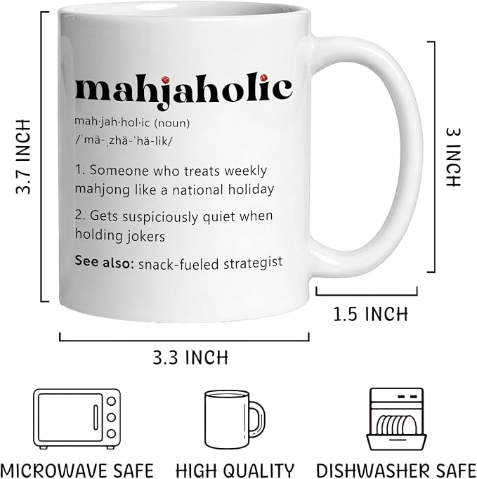 Mahjaholic Funny Mahjong Ceramic Mug Gift 11 Oz | Funny Mahjong Dictionary - Image 2
