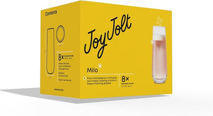 JoyJolt Milo Stemless Champagne Flutes Set of 8 Crystal Glasses. 9.5oz Prosecco - Image 9