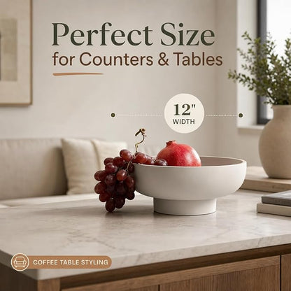 12" Concrete Fruit bowl for Kitchen Counter, Coffee Table Decor, Decorative Key - Image 5