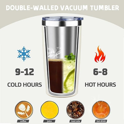 20 oz Tumbler with Lids and Straws, Stainless Steel Insulated Coffee Tumbler - Image 3