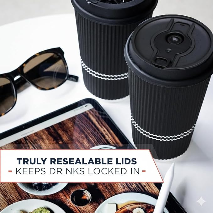 To Go Coffee Cups With Lids - 22 oz Disposable Coffee Cup With Lid. Large Togo - Image 5