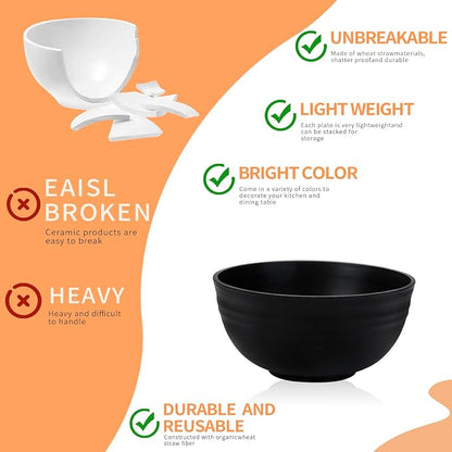 Lazycorner 12 Pcs Wheat Straw Cereal Bowls 26 Oz Wheat Straw Bowls Set Reusable - Image 4