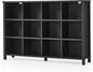 12 Cube Storage Organizer, Farmhouse 62 Inch Wide Black Oak Display Bookshelf, Wooden 3 Tier Large Open Book Shelf, Vintage Bookcase for Home Office, Cubby Cabinet for Living Room, Office
