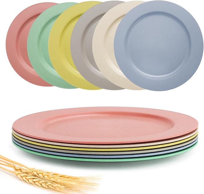 shopwithgreen 10 Inch Wheat Straw Dinner Plates, 6 Pack Unbreakable Sturdy by Shopwithgreen