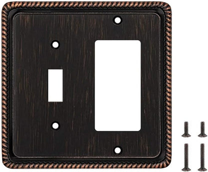 Henne Bery Rope Edge Decorative Wall Plate Switch Plate Outlet Cover (Toggle/Decorator, Aged Bronze)