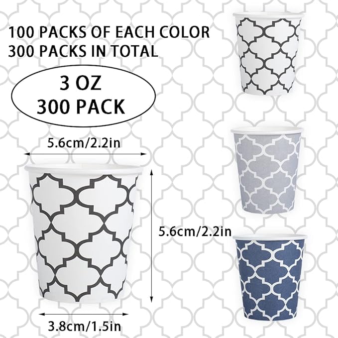 Clawsoff 300 Pack 3 oz Paper Cups Small Disposable Mouthwash Bathroom Cups | - Image 2