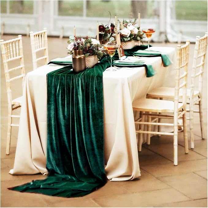 Velvet Table Runner Emerald Green 29x120 Inches Table Runners Soft Velvet by SoarDream