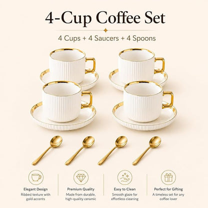 Ceramic Coffee Cup and Saucer Set - Image 2