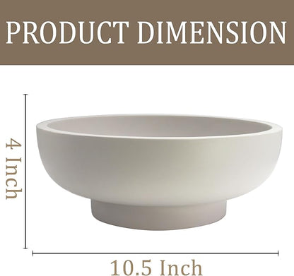 Large Decorative Bowl, Fruit Bowl for Kitchen Counter, Modern Resin Bowl for Home Decor, Key Holder for Entry Table, Grey