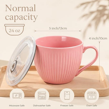 24oz Soup Mug with Handle & Lid, Microwave Soup Bowl/Cup, Ice Cream and - Image 2