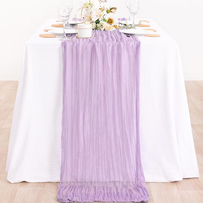 2 Pack Lilac Purple Cheesecloth Table Runner 10ft Boho Table Decor | - Image 6